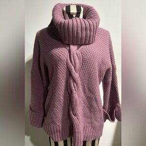 Talbot's Women's Mauve Wool and Alpaca Blend Cowl Neck Sweater Size Large Petite